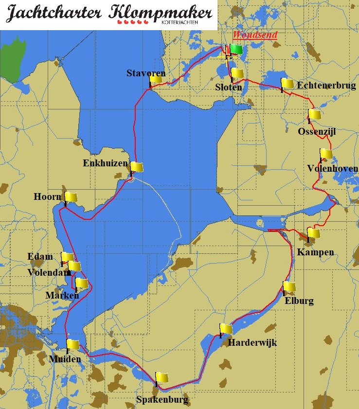 Sailing route Ijsselmeer, Randmeren and Overijssel