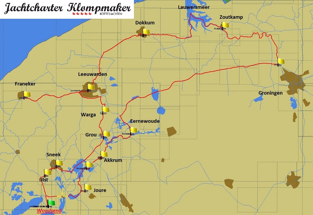 Sailing route Elfstedentocht North route